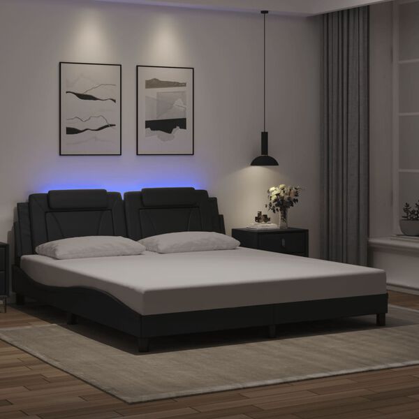 vidaXL sengeramme Viana med LED uden madras 180x200 cm sort