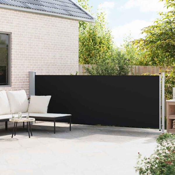 vidaXL sammenrullelig sidemarkise til terrassen 140x600 cm sort