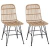 vidaXL Spisestol 2 pcs Naturfarvet 41 x 55 x 85 cm Rattan og St&aring;l