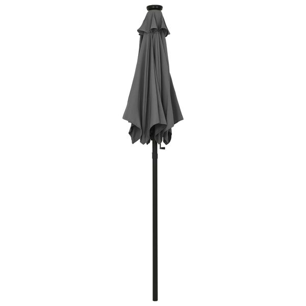 vidaXL parasol med LED-lys 200x211 cm aluminium antracitgrå