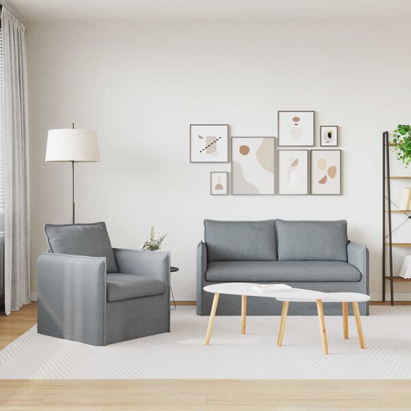 vidaXL Sofa 2 pcs Lysegr&aring; 196 x 82 x 85 cm Stof