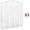 vidaXL buede gabionkurve 3 stk. 200x50x220/240 cm galvaniseret jern