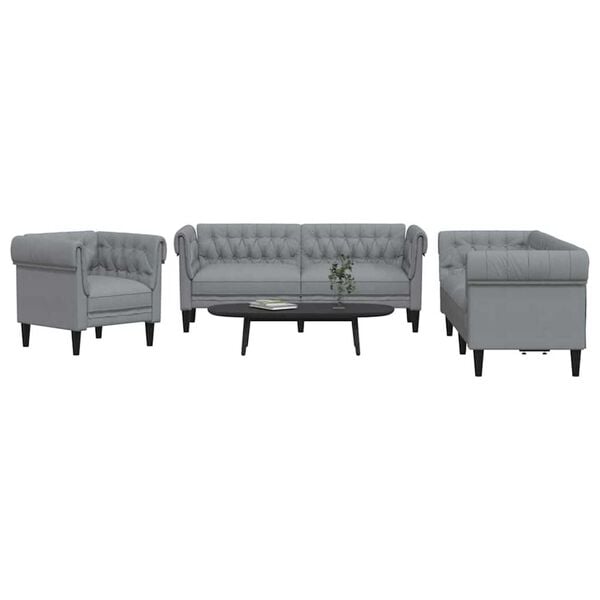 vidaXL Stue Sofa 3 pcs Lysegr&aring; Stof