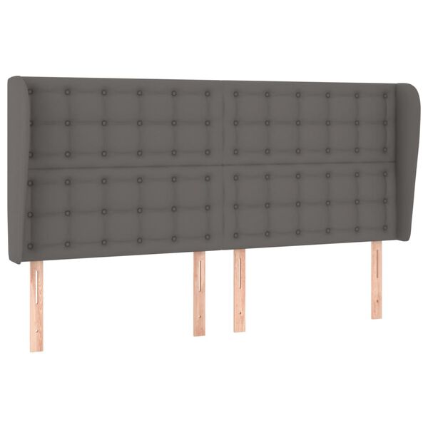 vidaXL sengegavl med kanter 163x23x118/128 cm kunstl&aelig;der gr&aring;