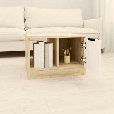 vidaXL sofabord 50x50x36 cm konstrueret træ hvid og sonoma-eg