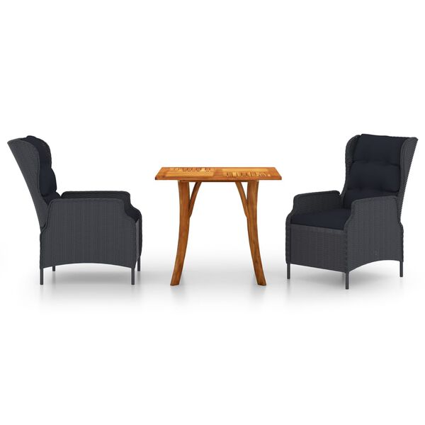 vidaXL spisebordss&aelig;t til haven 3 dele m&oslash;rkegr&aring;