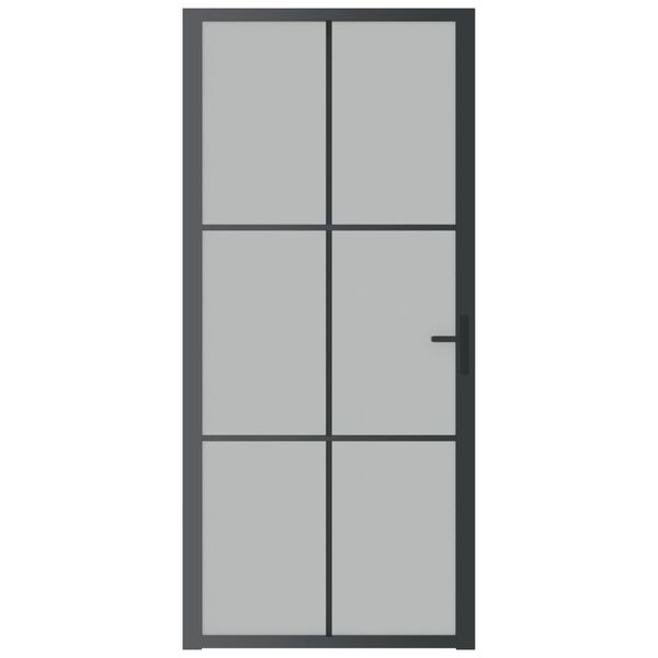 vidaxL d&oslash;r 93x201,5 cm sikkerhedsglas mat glas og aluminium sort