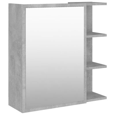 vidaXL badeværelsesskab m. spejl 62,5x20,5x64 cm spånplade betongrå