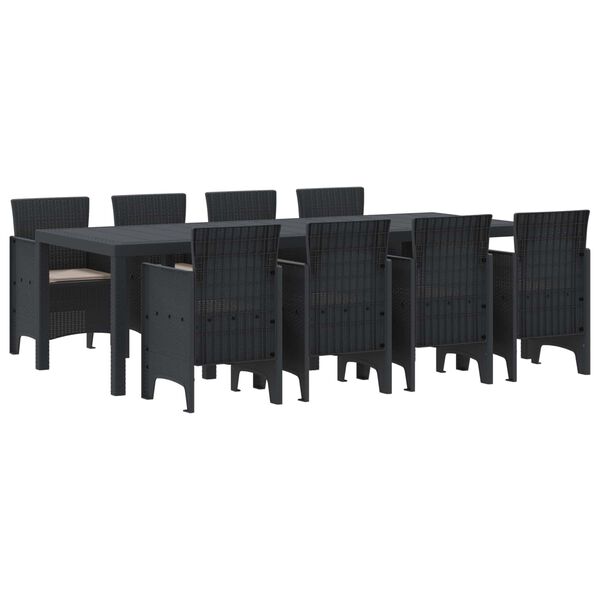 vidaXL Have Spisebordssæt 9 pcs Antracit Polt rattan