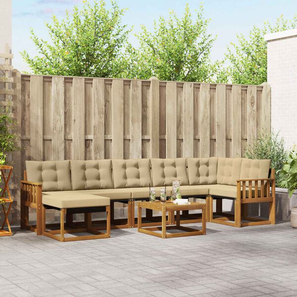 vidaXL Udend&oslash;rs sofagruppe med pude 8 pcs Naturlig og Beige