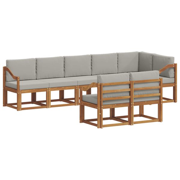 vidaXL Udend&oslash;rs sofagruppe med pude 8 pcs Naturlig og Lys Gr&aring;