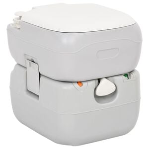vidaXL transportabelt campingtoilet 22+12 l HDPE gr&aring; og hvid