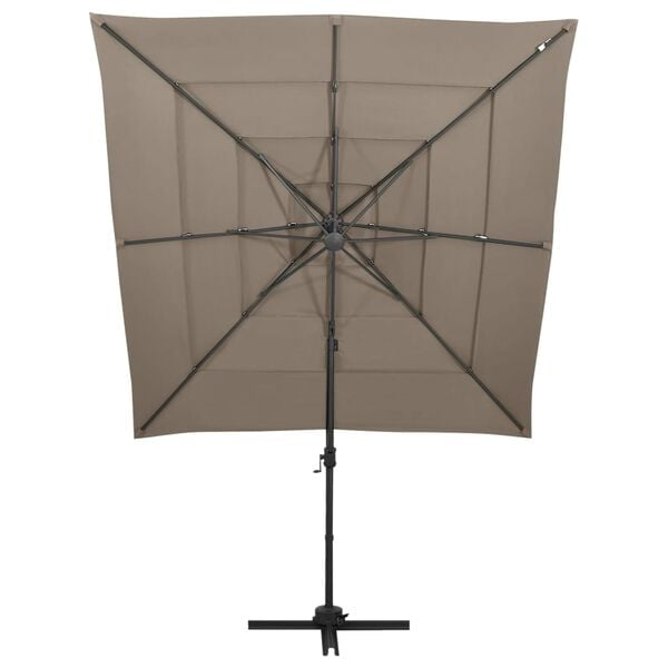 vidaXL parasol med aluminiumsstang 4 niveauer 250x250 cm gråbrun
