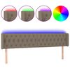 vidaXL sengegavl med LED-lys 203x16x78/88 cm stof gr&aring;brun