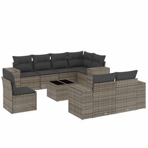 vidaXL sofas&aelig;t til haven 9 dele med hynder polyrattan gr&aring;