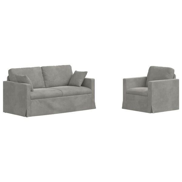 vidaXL Sofa S&aelig;t 2 pcs Lysegr&aring; 158 x 78 x 80 cm Fl&oslash;jl