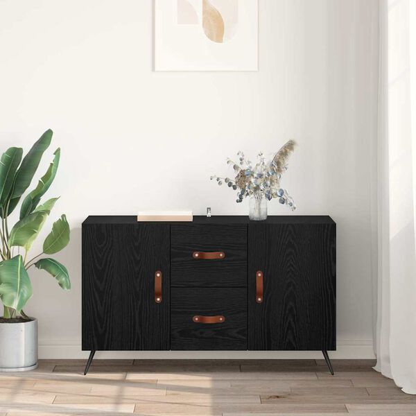 vidaXL Sideboard med skuffe Sort eg 100 x 36 x 60 cm Konstrueret tr&aelig;