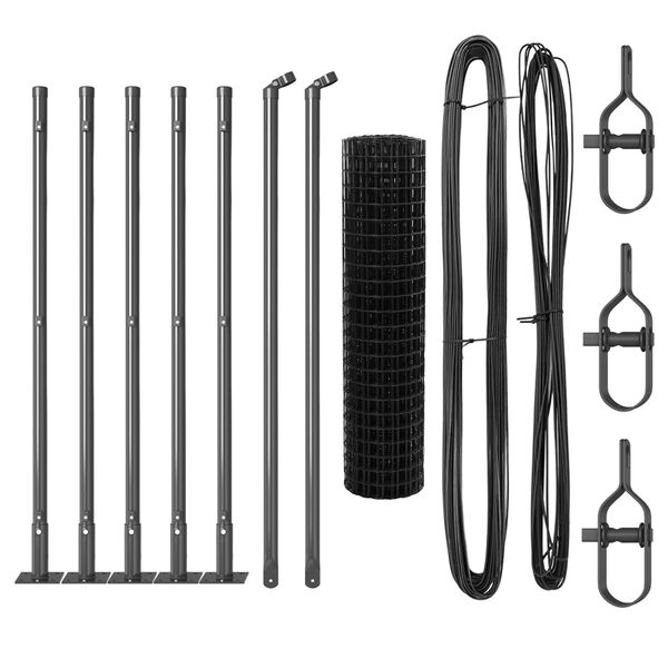 vidaXL Hegn med post Gr&aring; 0,4 x 10 m St&aring;l og PVC