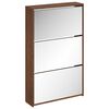 vidaXL skoskab med spejl 3 hylder 63x17x102,5 cm brun egetr&aelig;sfarve