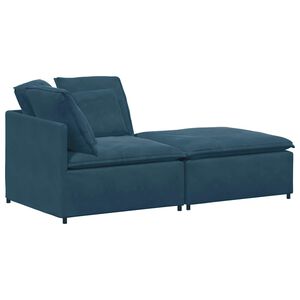 vidaXL modulsofa med fodskammel og hynder fl&oslash;jl bl&aring;