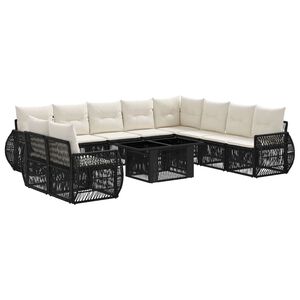 vidaXL Havesofa S&aelig;t 11 stk. Sort og Cremehvid polyrattan