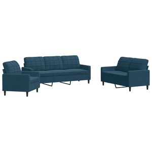 vidaXL sofas&aelig;t 3 dele med hynder velour bl&aring;