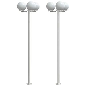 vidaXL udend&oslash;rs standerlamper 2 stk. 215 cm rustfrit st&aring;l s&oslash;lvfarvet