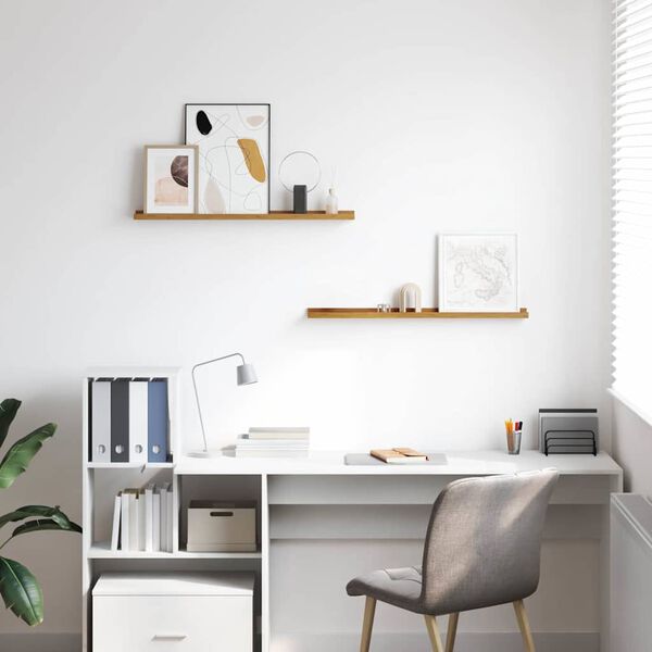 vidaXL V&aelig;ghylde med hylde 2 pcs Beige 80 x 9 x 3 cm Konstrueret tr&aelig;