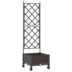 vidaXL Haveplantekasse med espalier og hjul Brun 40 x 40 x 131,5 cm PP