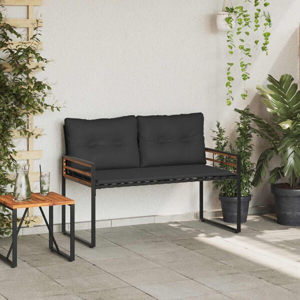 vidaXL Trælagersbænk med pude Ensfarvet Dæmpet grå 114 x 55 x 77 cm