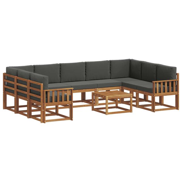 vidaXL Udend&oslash;rs sofagruppe med pude 10 pcs Naturlig og Antracit
