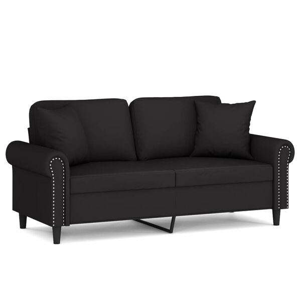 vidaXL 2-personers sofa med pyntepuder 140 cm velour sort