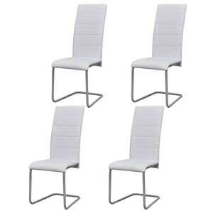 vidaXL spisebordsstole med cantilever 4 stk. stof hvid