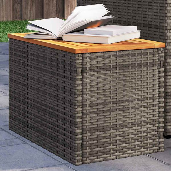 vidaXL havesideborde 2 stk. 55x34x37 cm polyrattan og massivt træ grå