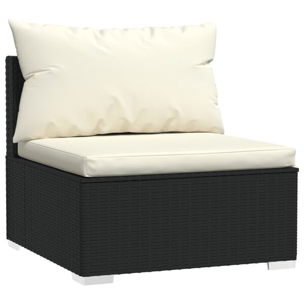 vidaXL 3-personers sofa med hynder polyrattan sort