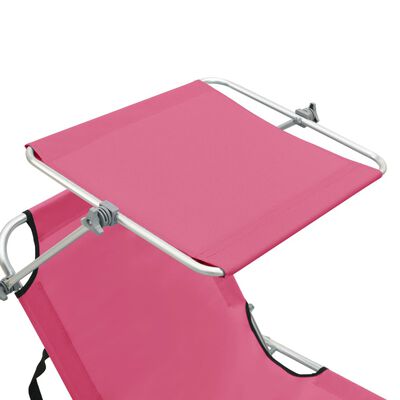 vidaXL foldbar liggestol med baldakin stål pink