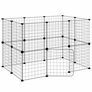 vidaXL 20-panels k&aelig;ledyrsindhegning med l&aring;ge 35x35 cm st&aring;l sort