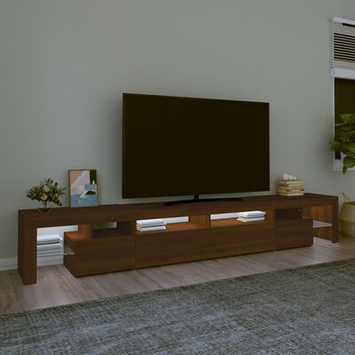 vidaXL tv-skab med LED-lys 260x36,5x40 cm brun egetræ