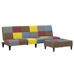 vidaXL 2-personers sovesofa med fodskammel stof patchwork