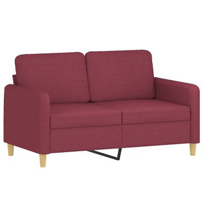vidaXL 2-personers sofa med pyntepuder 120 cm stof vinrød
