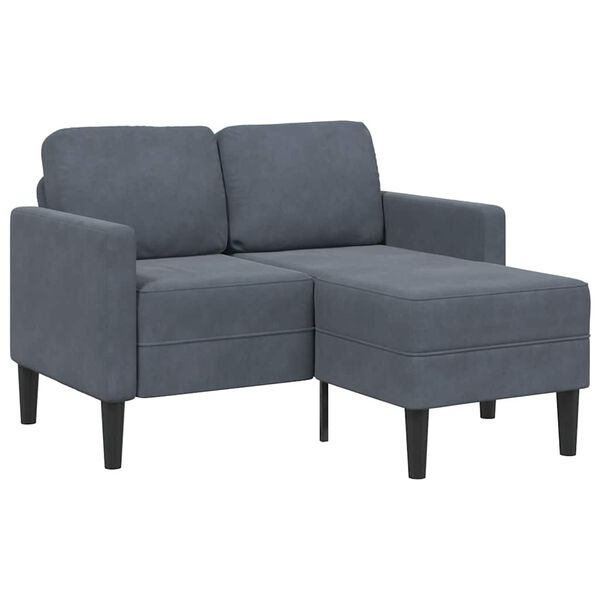 vidaXL 2-personers sofa med chaiselong L-formet 125 cm fl&oslash;jl m&oslash;rkegr&aring;
