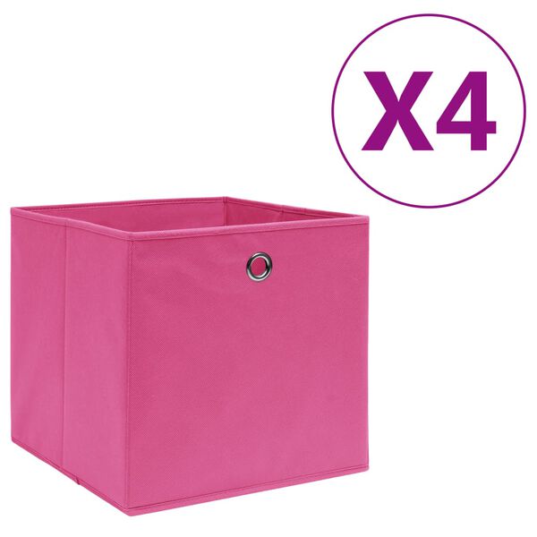 vidaXL opbevaringskasser 4 stk. ikke-vævet stof 28x28x28 cm pink