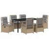 vidaXL Have Spisebordss&aelig;t 7 stk. Beige og lys gr&aring; polyrattan