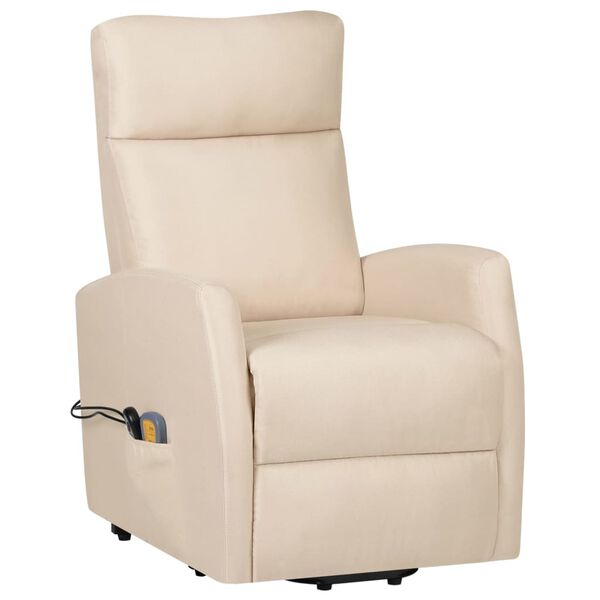 vidaXL løftestol med massagefunktion stof cremefarvet