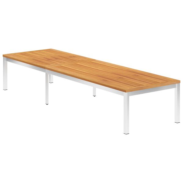 vidaXL liggestol massivt akacietr&aelig; og rustfrit st&aring;l