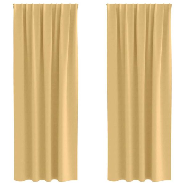 vidaXL Mørklægningsgardiner med ringe 2 pcs Beige 245 x 140 cm