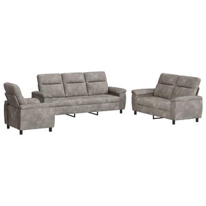 vidaXL Sofa S&aelig;t 3 pcs Lysegr&aring; Faux Suede L&aelig;der