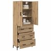 vidaXL Highboard Artisan Egetræ 69,5 x 34 x 180 cm Konstrueret træ