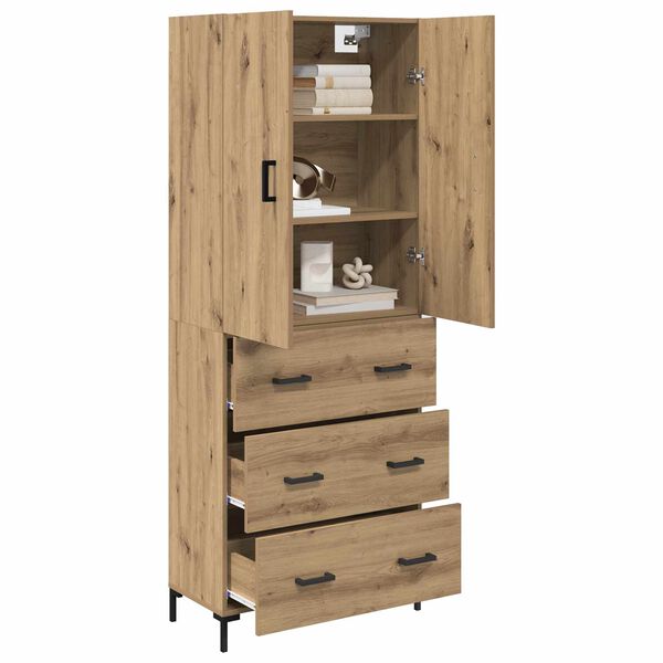vidaXL Highboard Artisan Egetræ 69,5 x 34 x 180 cm Konstrueret træ