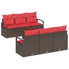 vidaXL Havesofa S&aelig;t 7 stk. 6-Antal s&aelig;der Beige og R&oslash;d polyrattan